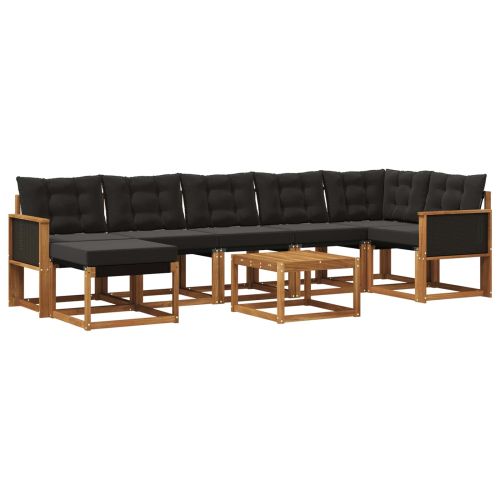 Комплект дивани за открито 8 pcs Естествено и черно