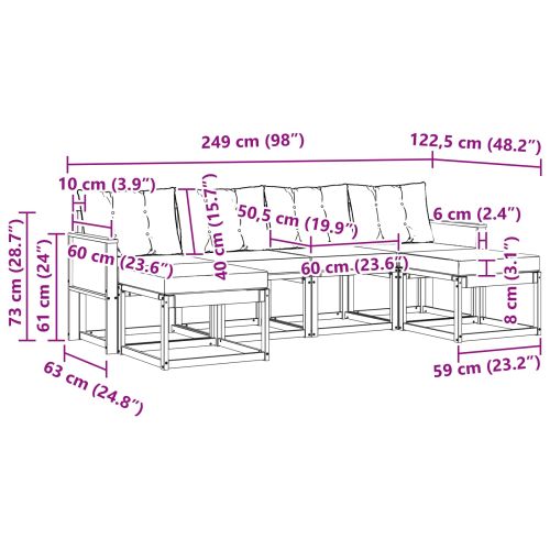 Комплект дивани за открито 6 pcs Натурален и Бежов