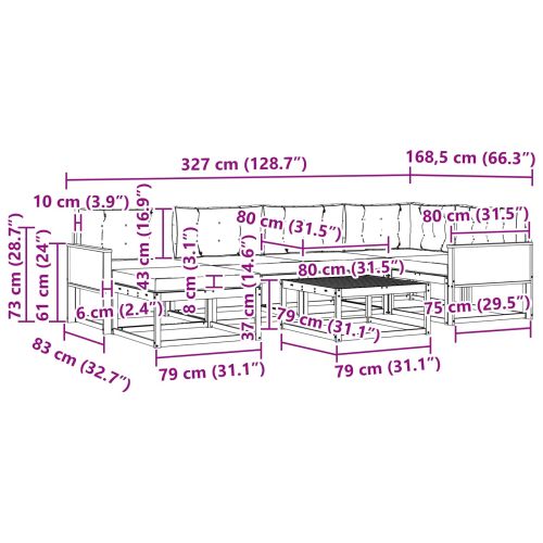 Комплект дивани за открито 7 pcs Натурален и Антрацит