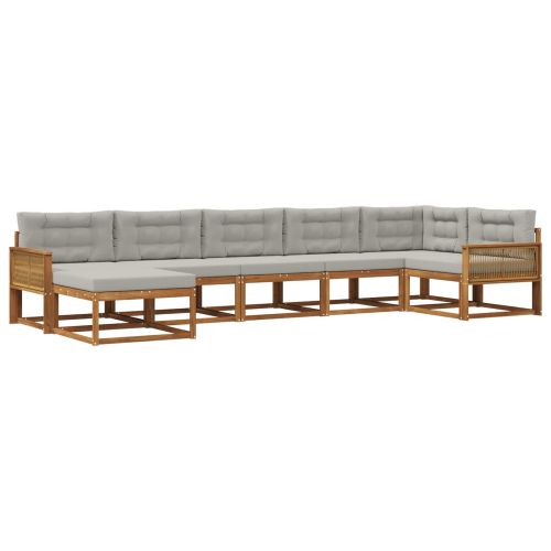 Комплект дивани за открито 7 pcs Натурално и светлосиво