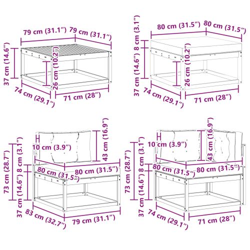 Комплект дивани за открито 8 pcs Натурално и светлосиво
