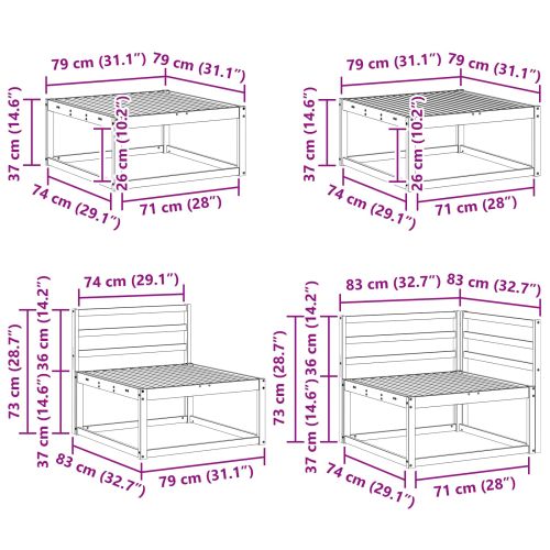 Комплект дивани за открито 9 pcs Натурално