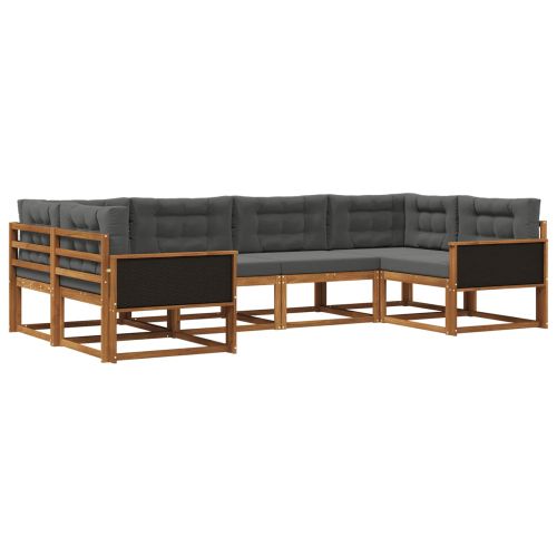 Комплект дивани за открито 6 pcs Натурален и Антрацит