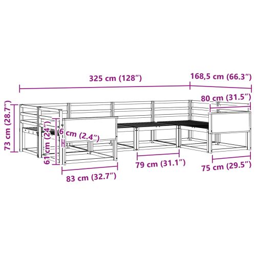 Комплект дивани за открито 6 pcs Натурално
