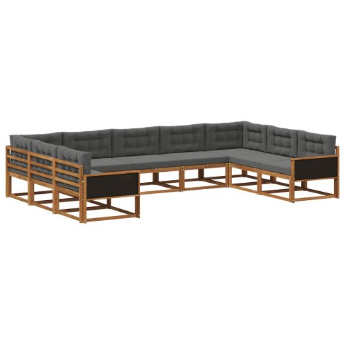Комплект дивани за открито 9 pcs Натурален и Антрацит