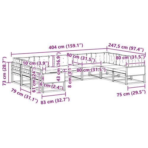 Комплект дивани за открито 9 pcs Натурален и Бежов