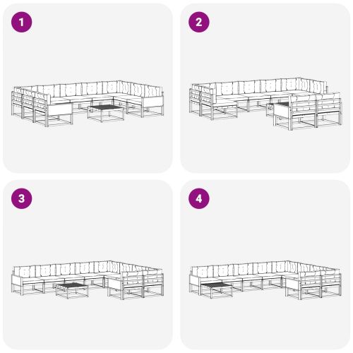 Комплект дивани за открито 10 pcs Натурален и Крема