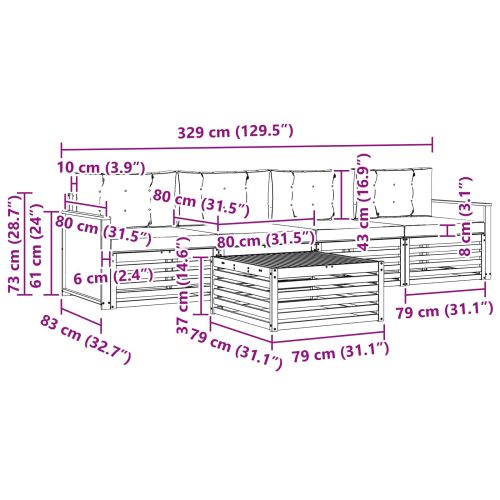 Комплект дивани за открито 5 pcs Натурално и светлосиво