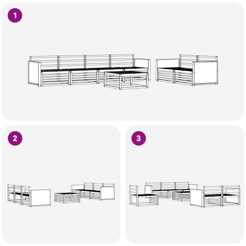 Комплект дивани за открито 7 pcs Натурално