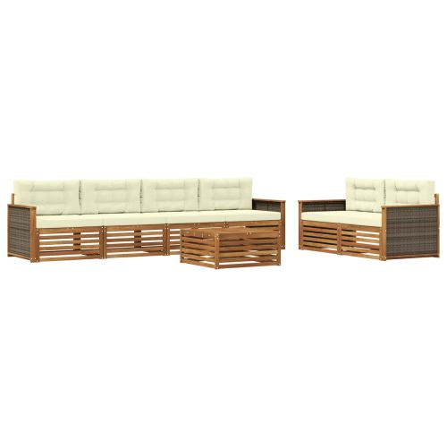 Комплект дивани за открито 7 pcs Натурален и Крема