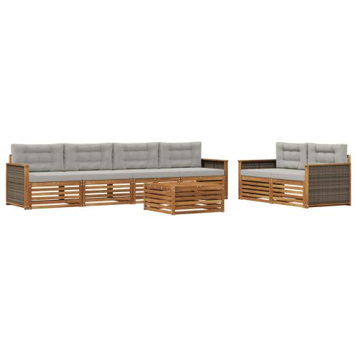 Комплект дивани за открито 7 pcs Натурално и светлосиво