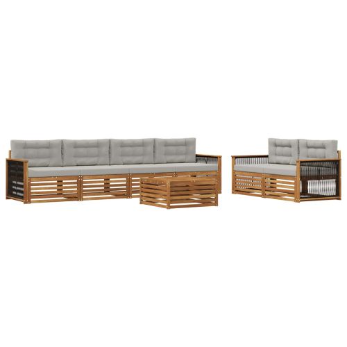 Комплект дивани за открито 7 pcs Натурално и светлосиво