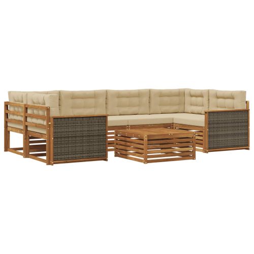 Комплект дивани за открито 7 pcs Натурален и Бежов