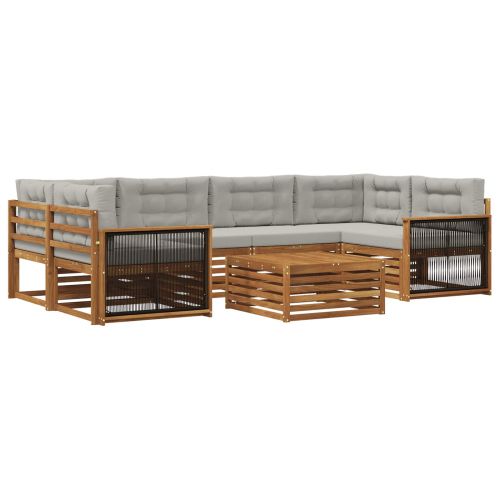 Комплект дивани за открито 7 pcs Натурално и светлосиво
