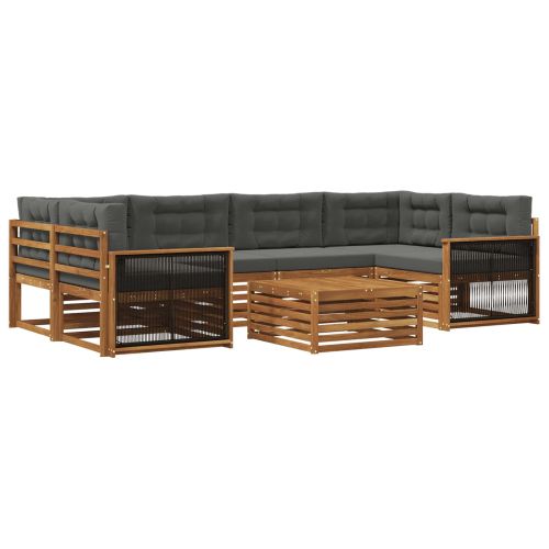 Комплект дивани за открито 7 pcs Натурален и Антрацит
