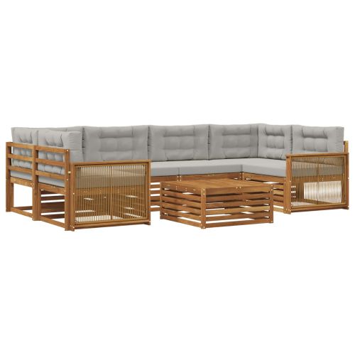 Комплект дивани за открито 7 pcs Натурално и светлосиво