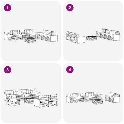 Комплект дивани за открито 8 pcs Натурален и Антрацит