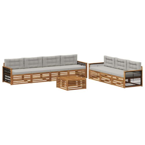 Комплект дивани за открито 8 pcs Натурално и светлосиво