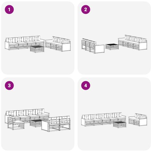 Комплект дивани за открито 8 pcs Натурален и Крема