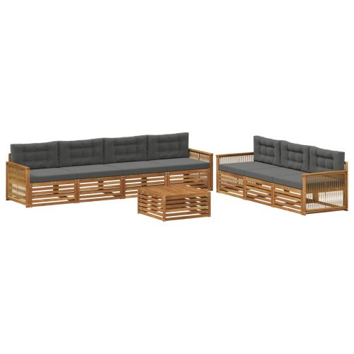 Комплект дивани за открито 8 pcs Натурален и Антрацит