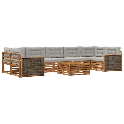 Комплект дивани за открито 8 pcs Натурално и светлосиво