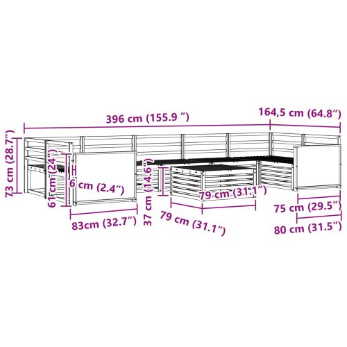 Комплект дивани за открито 8 pcs Натурално
