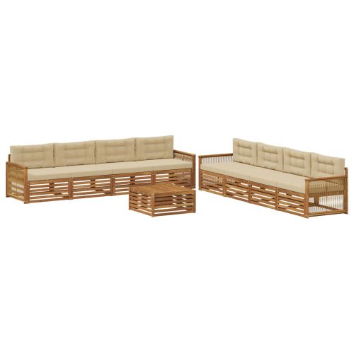 Комплект дивани за открито 9 pcs Натурален и Бежов