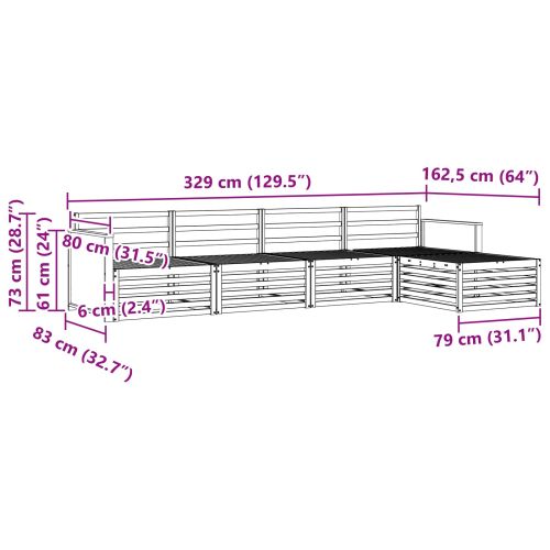 Комплект дивани за открито 5 pcs Натурално