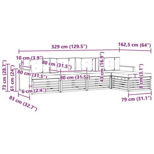 Комплект дивани за открито 5 pcs Натурален и Крема