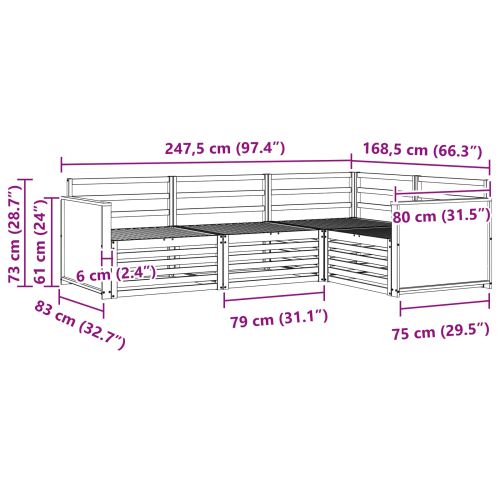 Комплект дивани за открито 4 pcs Натурално