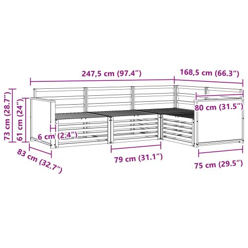 Комплект дивани за открито 4 pcs Натурално