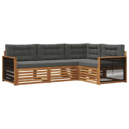 Комплект дивани за открито 4 pcs Натурален и Антрацит