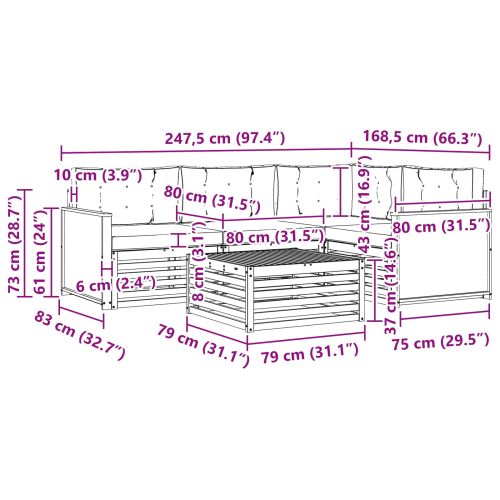 Комплект дивани за открито 5 pcs Натурален и Антрацит