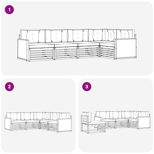 Комплект дивани за открито 5 pcs Натурално и светлосиво
