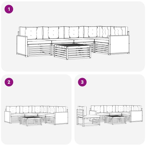 Комплект дивани за открито 6 pcs Натурален и Бежов