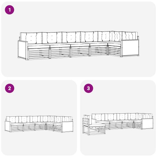 Комплект дивани за открито 6 pcs Натурален и Бежов
