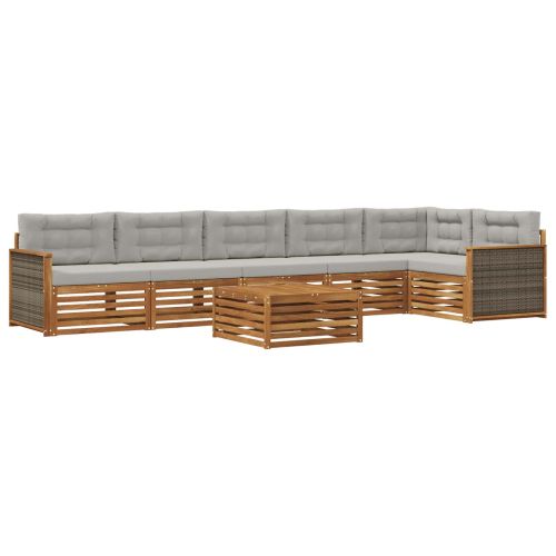 Комплект дивани за открито 7 pcs Натурално и светлосиво