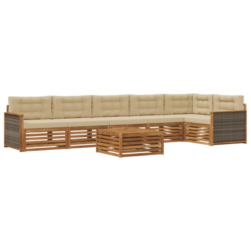 Комплект дивани за открито 7 pcs Натурален и Бежов