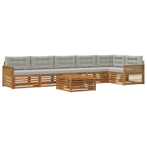 Комплект дивани за открито 7 pcs Натурално и светлосиво