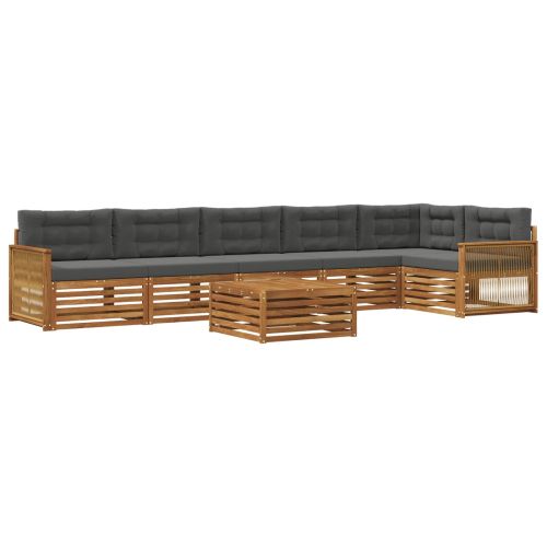Комплект дивани за открито 7 pcs Натурален и Антрацит