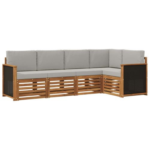 Комплект секционен диван 4 pcs Натурално и светлосиво
