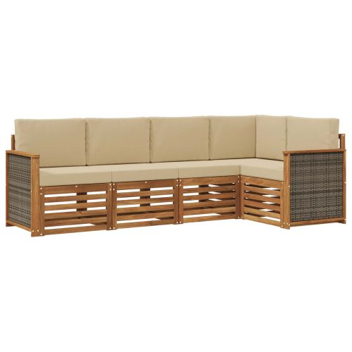 Комплект секционен диван с възглавница 4 pcs Натурално