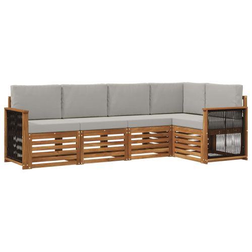 Комплект секционен диван 4 pcs Натурално и светлосиво