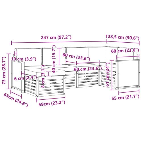 Комплект секционен диван с възглавница 5 pcs Натурален и Крема