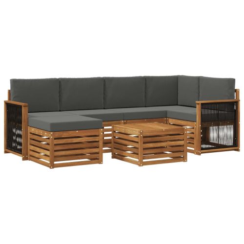 Комплект секционен диван 6 pcs Натурален и Антрацит