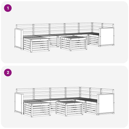 Комплект дивани за открито 7 pcs Натурално