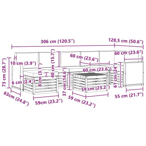 Комплект дивани за открито 7 pcs Натурален и Антрацит