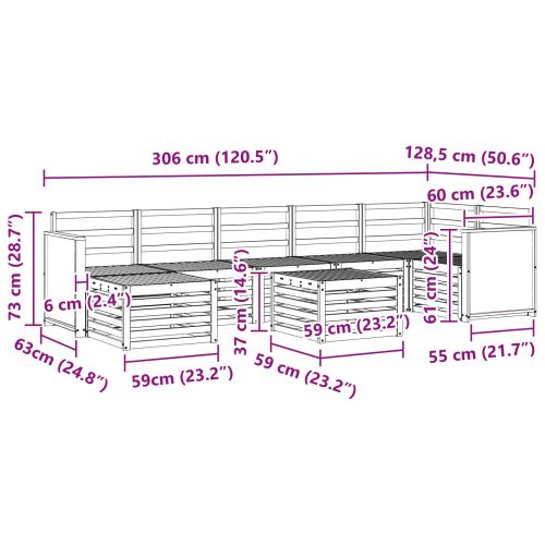 Комплект дивани за открито 7 pcs Натурално
