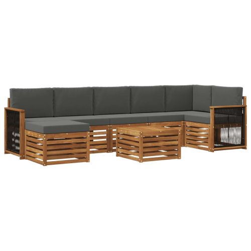 Комплект дивани за открито 7 pcs Натурален и Антрацит
