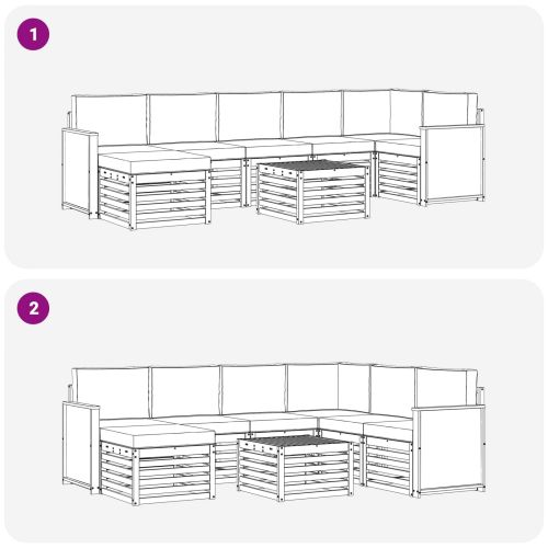 Комплект дивани за открито 7 pcs Натурален и Антрацит